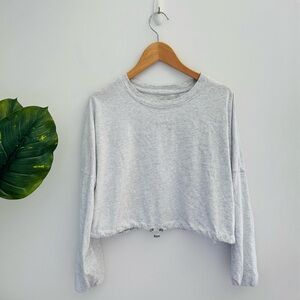 CALVIN KLEIN | Heather Grey Cropped Long Sleeve Tee Size Large